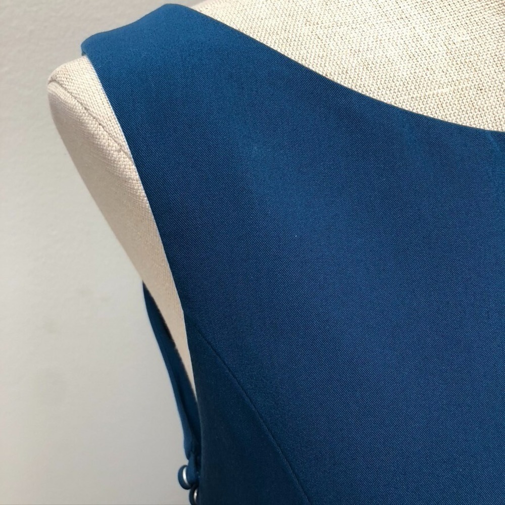 Black Halo Teal Blue Backless Sheath Dress - Picture 4 of 16